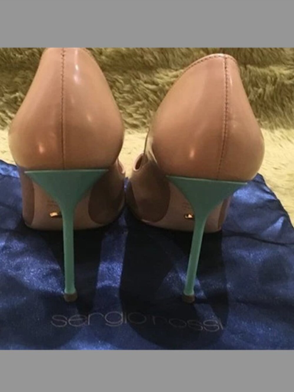 New Sergio Rossi Tan and Turquoise Toecap Pumps SZ 36.5 - Picture 4 of 7
